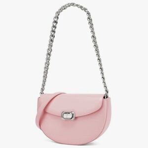 New! Le'Festin Pink Genuine Leather Shoulder Bag Purse with Chain Strap Chic